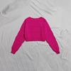 Suéter de Punto de Cuello Redondo para Primavera Otoño Invierno Temperamento Europeo Americano Commuter Color Sólido Amor Suéter Pulóver para Mujer Corto Coreano Súper Grande Explosiones