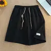 Bermudas Casuais de Verão para Homens, Marca da Moda, Caimento Solto, Moda Casual, Estilo Coreano Versátil, Bermudas Pretas de Cinco Pontos