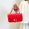 Bolsa de mão personalizada estilo francês para mulheres, bolsa de corrente com padrão de losangos, novo estilo 2026, bolsa de ombro único ou transversal, bolsa quadrada pequena versátil