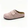 Mocasines de mujer estilo Birkenstock, sin cordones, de punta cerrada, con correa ancha de velcro, punta redonda, gamuza, suela suave, antideslizantes, adecuados para ir al trabajo, vintage, para usar al aire libre
