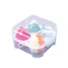 Quatro Embalagens de Caixas de Embalagem Plástica Transparente para Beauty Egg, Caixas de Armazenamento de Esponja Puff em Formato de Gota, Porta-Ovos com Quatro Compartimentos