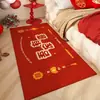 Alfombra de Piso Roja para Boda para Dormitorio del Hogar, Alfombra Refrescante y Antideslizante para Mesita de Noche, Alfombra Decorativa para Habitación de Boda, Alfombra Larga de Tira con Carácter de Doble Felicidad