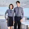 Camisa de Algodão Cinza de Manga Longa Vestido de Negócios Camisa Unissex Slim-fit Roupa de Negócios Roupas de Trabalho para Escritório
