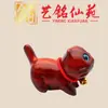 Figura de Gato Morado de Sándalo con Ojos Azules Confiado, Yiming Xianyuan Lindo Gato de Madera Creativo Adorno de Mano