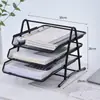 Suporte de Arquivos de Mesa de Metal Ferro Malha Quatro Camadas Puxar para Fora Multicamadas Simples Bandeja de Arquivos Coluna de Arquivos Porta-Livros Escritório