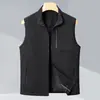 Colete térmico masculino com retenção de calor, gola alta para outono e inverno, aquecimento infravermelho distante, bolsos com zíper, estilo workwear, adequado para o trajeto, sem mangas