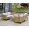 Sofá de Exterior Silla de Ratán Patio Exterior B&B Sofá de Ratán Doble para Tres Personas Balcón Villa Combinación de Sofás de Ratán