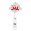 Blanco Brillante Cristal Strass Cisne Corona Girasol Mariposa Retráctil Giratorio Isaic Insignia Pergamino