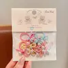 Acessórios Coreanos para Crianças: Elásticos de Cabelo Prateados com Laço, Anéis de Polegar com Pérolas, Cordas de Cabelo Trançadas, Elásticos de Cabelo para Bebê