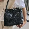 Bolsa Pequeña con Lentejuelas Elegante para Mujer de Comercio Exterior Transfronterizo, Bolso Cubo de Alta Gama de Nueva Moda, Bolso de Hombro con Diseño de Nicho Tendencia