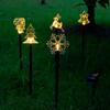 Lámpara de suelo LED solar con forma de estrella de cinco puntas, copo de nieve, árbol de Navidad, campana, lámpara de césped impermeable para exteriores, lámpara decorativa para patio