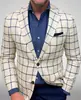 Blazer de comercio exterior a medida de un solo botón con dos botones y bolsillo grande para hombre, chaqueta de traje casual a cuadros de corte ajustado