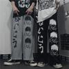Calça Harajuku para Homens, Marca da Moda, Corte Reto, Caimento Solto, Estampa de Desenho Animado, Calça Casual para Casal, Estilo Quente da Moda de Verão para Mulheres
