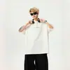 Camiseta de Algodón Puro Pesado con Logo Bordado Americano de Manga Corta para Hombre Verano Moda Urbana Marca de Moda Camiseta Versátil Holgada de Media Manga con Cuello Redondo