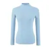 Suéter básico, simple, de color sólido, cuello alto, sin costuras, capa base de lana, nueva colección otoño/invierno, elástico, top ajustado para mujer