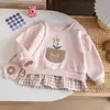 Nueva colección de otoño de vestidos sudadera para niñas: Diseños de cuadros y florales dulces y lindos, con un top tipo dos piezas de imitación, perfecto para usar en primavera y otoño