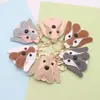 Llavero de Perro de Cuero Lindo Dibujo Animado Bulldog Francés Colgante para Bolso Accesorio Pequeño Regalo Adorno Colgante Creativo