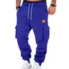 Deseo comercio exterior primavera y otoño deportivo versátil bolsillo etiqueta de cuero ropa de trabajo cordón pantalones jogger ropa de hombre al por mayor