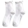 Calcetines para Mujer Otoño e Invierno Estilo Japonés Oreja de Madera Calcetines para Mujer Estilo Académico Calcetines de Media Caña Calcetines Gruesos para Mujer Frescos y Artísticos Blancos