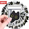 50 Pegatinas de Gato Negro Lindo de Dibujos Animados para Compra Directa Transfronteriza para Escenas Divertidas Cotidianas, Pegatinas para Decorar Cuadernos y Agendas