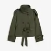 Ropa de Otoño e Invierno Nueva Transfronteriza Europea y Americana para Mujer Estilo Amazon Elegante para Viajar Cuello Alto Doble Botonadura Cinturón Trench Coat