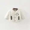 Jaqueta de bebê matelassê Classe A roupas de algodão gola de boneca tridimensional casaco de algodão roupa externa para casa de recém-nascido jaqueta pequena de algodão leve