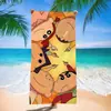 Toalha de banho de secagem rápida infantil de grandes dimensões Giz de cera Pequena nova toalha de praia Microfibra Velo de dupla face Toalha de praia com impressão digital