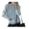 Cárdigan de Punto Suave y Pegajoso con Trenzado de Diamante para Mujer, Cuello Redondo, Chaqueta de Botones, Estilo Suave Primavera/Otoño 2026, Prendas de Punto Versátiles