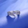 Anel Vintage Angelical e Demoníaco Desgastado Anel de Dedo Masculino Tendência Personalizado Anel Dividido Anel de Asas Anti-Prata Tailandesa