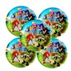 En stock decoración de fiesta temática de Sonic transfronteriza Suministros para fiesta infantil de Sonic Bandera de tirar Mantel Taza Plato Traje