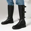 Botas Femininas Cosplay Role-Playing Duas Dimensões Botas de Cavaleiro Britânico Propriedade para Comic Show Sapatos Botas de Cano Alto Pretas