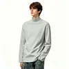 Camisa básica de estilo francés con cuello medio para hombre, camiseta de manga larga de algodón puro de peso pesado, nueva moda de primavera y otoño, elegante y versátil, moderna