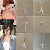 Collar de Doble Capa con Cruz y Estrella para Mujer, Accesorio Estilo Vacaciones en la Playa Y2K, Cadena Larga para Suéter de Chica Popular del Milenio
