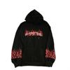 Sudadera con capucha holgada y forrada de polar con estampado de llamas oscuras de estilo Harajuku urbano transfronterizo europeo y americano para otoño e invierno para hombres y mujeres