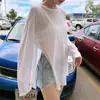 Saída de Praia de Tricô com Proteção Solar Feminina Design de Nicho Ins Camiseta de Verão Solta Leve com Proteção Solar