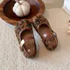 Zapatos Individuales para Niñas Estilo Coreano 2026 Primavera/Otoño Retro Versátiles Suela Suave Birken Zapatos Mary Jane de Cuero con Correa Estampado de Leopardo