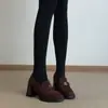 Mocasines Camellia para Mujer en Stock, Zapatos de Tacón Alto Grueso, Nuevo Estilo Primavera 2026 para Mujer, Zapatos Pequeños de Cuero Estilo Británico