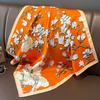 Lenço Quadrado Pequeno Elegante Moda Outono Primavera Estilo Coreano 2023 Magnolia Orquídea Lenço Decorativo Feminino Xale Lenço de Cabeça
