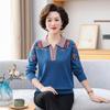 Playera de punto jacquard de solapa para mujer de mediana edad y anciana, moda, ropa de punto para mamá, otoño e invierno, cálida, camisa interior, suéter de diamantes