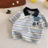 Camiseta Manga Curta Gola Polo Infantil 2026 Novo Estilo Camisa Polo Listrada de Verão para Meninos Top Casual para Bebês Roupas Infantis