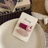 Presilha de cabelo xadrez estilo coreano com frutas para crianças, presilha BB de maçã versátil, presilha de cabelo fofa em formato de gota d'água com franja, acessório de cabelo