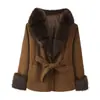 Invierno 2025 Nuevo Moda Callejera Europea y Americana para Mujer Chaqueta de Lana con Capucha y Cuello de Piel Tendencia Ins de Gama Alta