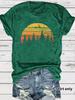 Estação independente Amazon padrão paisagem estampa nova gola redonda solta manga curta ebay camiseta casual feminina atacado