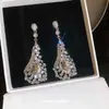 Pendientes de Borla con Forma de Gota de Agua y Diamantes Brillantes de Nuevo Estilo Europeo y Americano para Mujer, Pendientes de Estilo Francés, Pendientes de Moda y Elegantes con un Toque de Lujo Ligero y Acabado de Alta Gama