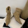 Botines Chelsea Puntiagudos para Mujer, Tiro Real Otoño/Invierno 2025, Botines sin Cordones con Aumento Interno de Altura, Botas Retro y Minimalistas (Barefoot) para Mujer