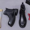 Moda Britânica Botas Chelsea Masculinas Retro de Couro Bovino Botas de Solado Grosso Versátil Inverno Couro Genuíno Tendência Botas de Cano Alto para Homens