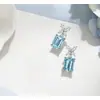 Comercio Electrónico Transfronterizo Europeo y Americano Nuevo Producto Caliente Joyería Verano Exquisitos Azules Forma Geométrica Pendientes Creativos para Mujer
