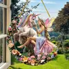 Letrero Colgante de Disco Plano Acrílico Creativo Transfronterizo con Imagen de Princesa Fantasía Cuento de Hadas Belleza, Decoración de Ventana Atrapasoles, Letrero de Porche