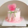 214 Feliz Día de San Valentín Decoración para Pastel Tarjeta de Amor Capullo de Tulipán Lazo Vela Inserto para Hornear