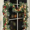 Árbol de Navidad Ratán Paquete Ventana Chimenea Escena Navideña Decoración Adornos Colgante Piña Completa Fruta Roja Ratán